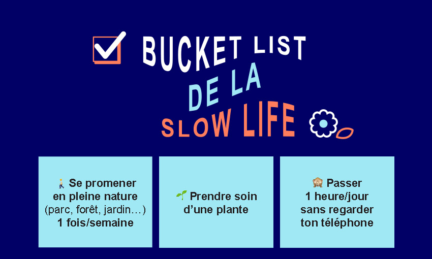 Illustration de la Bucket list de la slow life