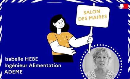 Illustration d'une conférence avec Isabelle Hebe, ingénieure spécialisée en alimentation à l'ADEME, annoncée pour le Salon des Maires