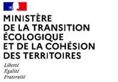 Logo du Ministère de la transition écologique et de la cohésion des territoires, liberté, égalité, fraternité, et logo de France Mobilités, French Mobility