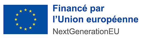 Drapeau de l'Europe avec pour texte à côté : Financé par l'Union européenne - NextGenerationEU