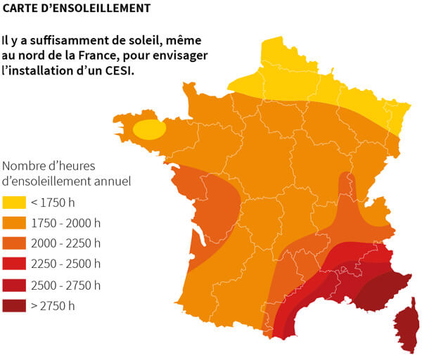 Carte d'ensoleillement de la France