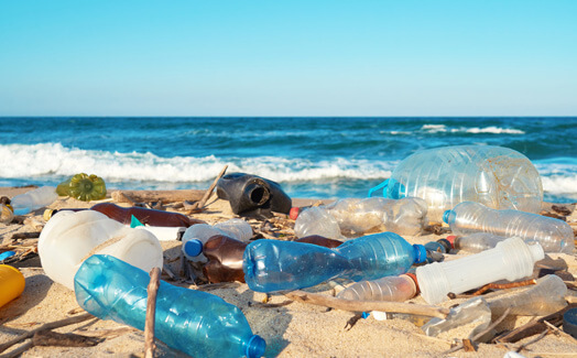 plastiques sur une plage