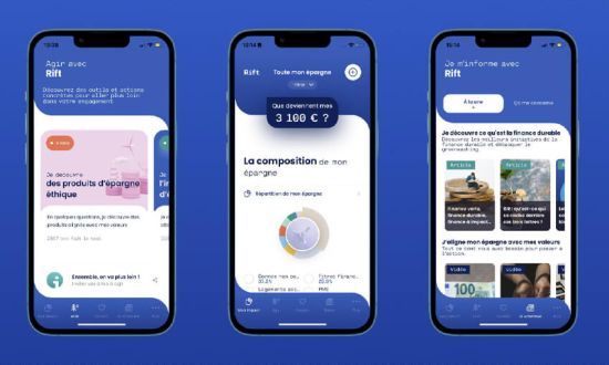 Screenshot de l'application Rift, un outil pour connaître l'impact écologique de son épargne