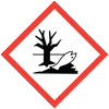 Pictogramme Dangereux pour l'environnement, la faune et la flore, représenté par un arbre mort, un poisson mort et une surface polluée