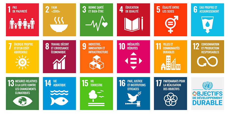 17 Objectifs de développement durable (transcription ci-après)