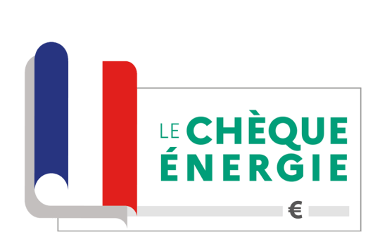 Drapeau français accompagné du texte suivant : Le chèque énergie