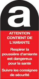 Attention contient de l'amiante. Respirer la poussière d'amiante est dangereux pour la santé. Suivre les consignes de sécurité.