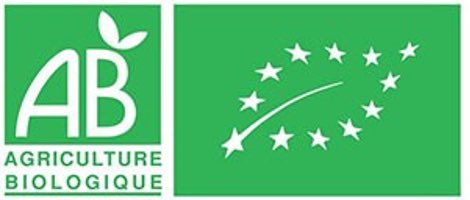 Logo officiel de l'agriculture biologique européenne : une feuille verte stylisée composée de 12 étoiles blanches, symbolisant les produits certifiés biologiques conformes aux normes de l'Union européenne