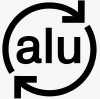 Symbole recyclage de l’aluminium : lettres ‘alu’ entourées de deux flèches formant un cercle.