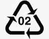 Symbole de recyclage PE-HD (polyéthylène haute densité) : triangle de flèches formant le motif de recyclage avec le chiffre 2 au centre.