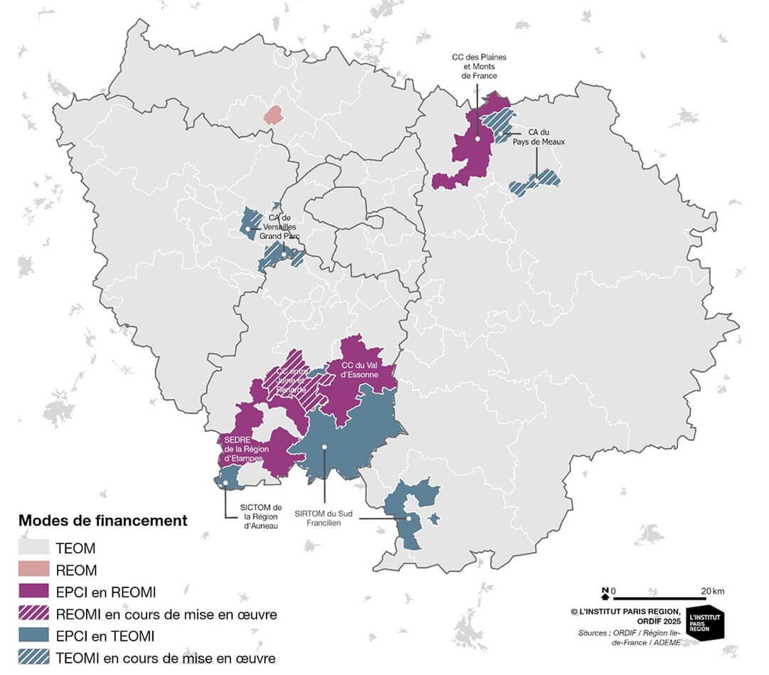 État des lieux de la tarification incitative en Île-de-France en 2025 (transcription détaillée ci-dessous)