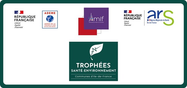 Logo République française, ADEME, Amif, ARS, Trophées Santé-Environnement Communes d'Île-de-France