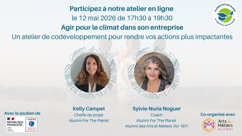 Participez à notre atelier en ligne le 12 mai 2026 de 17h30 à 19h30 ; Agir pour le climat dans son entreprise